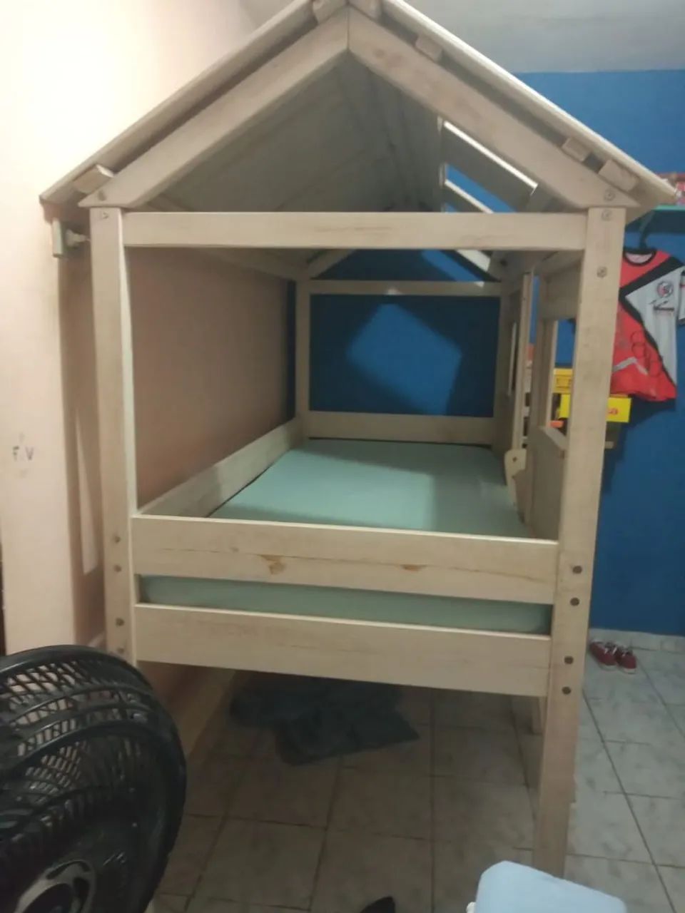 Cama Casinha Infantil Elevada - Madeira Maciça<br> - Foto 4