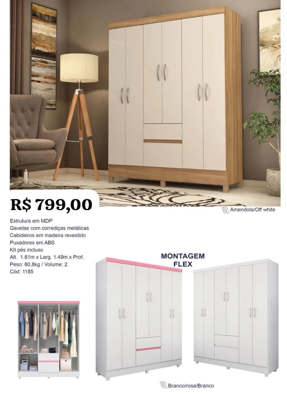 Guarda Roupa Flash 6 portas - Promoção 