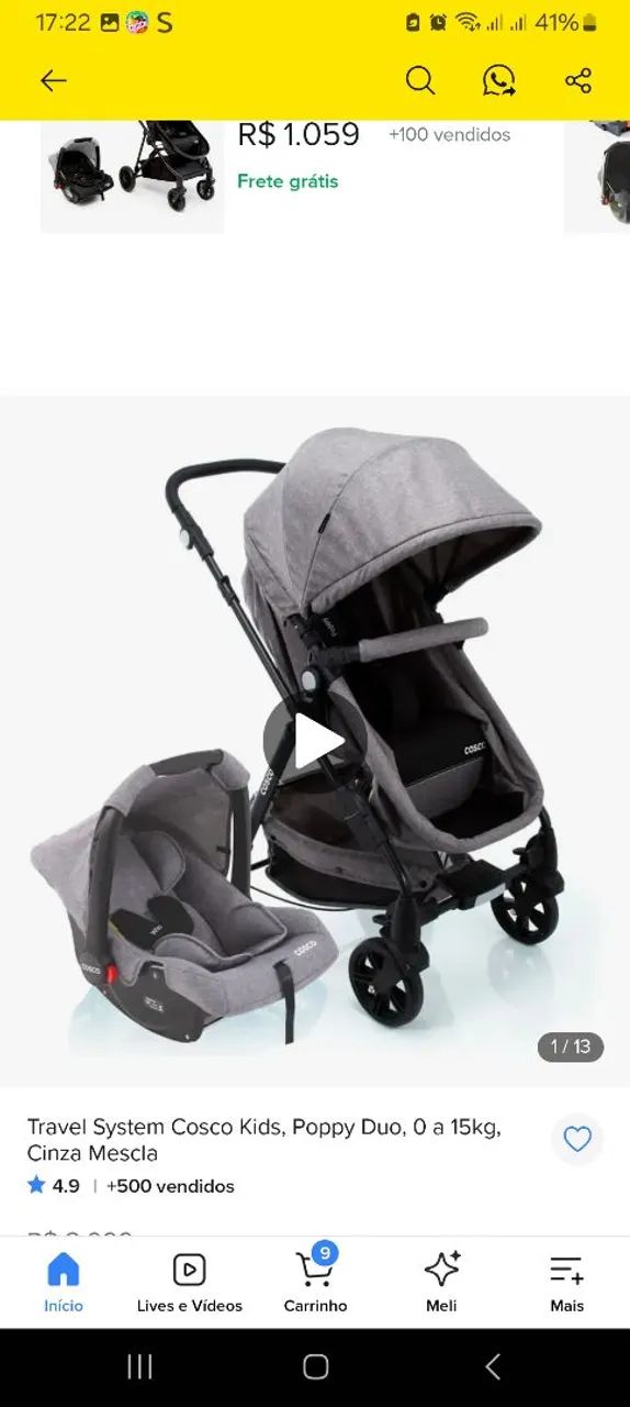 Carrinho posições com Moisés e bebê conforto - Foto 3