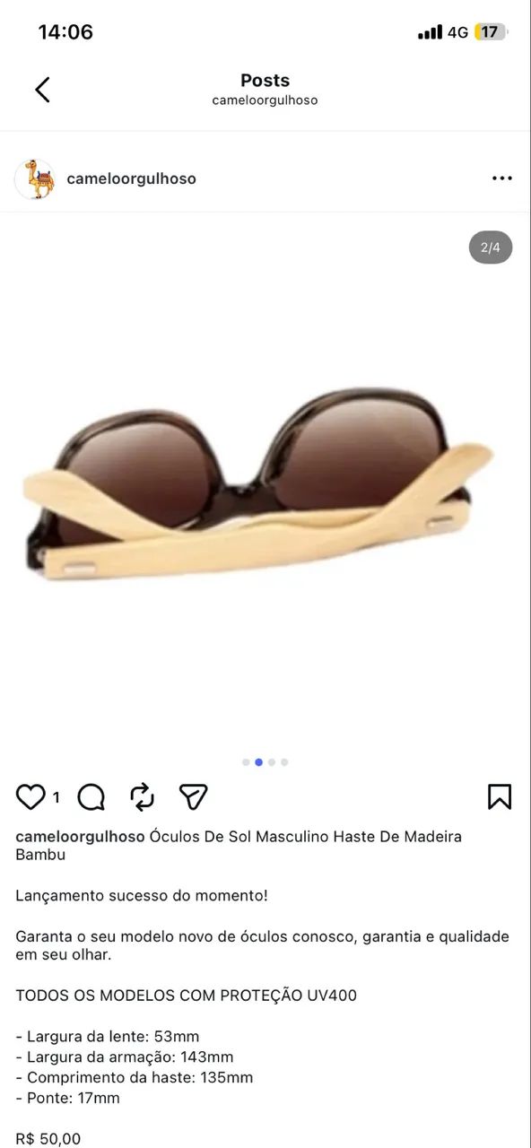 Óculos De Sol Masculino Haste De Madeira Bambu - Foto 3