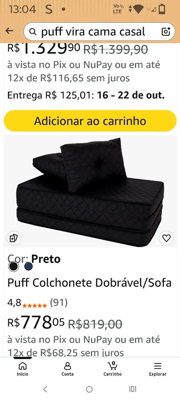Ótimo puf Sofá q vira cama casal com 2 almofadões  - Foto 2