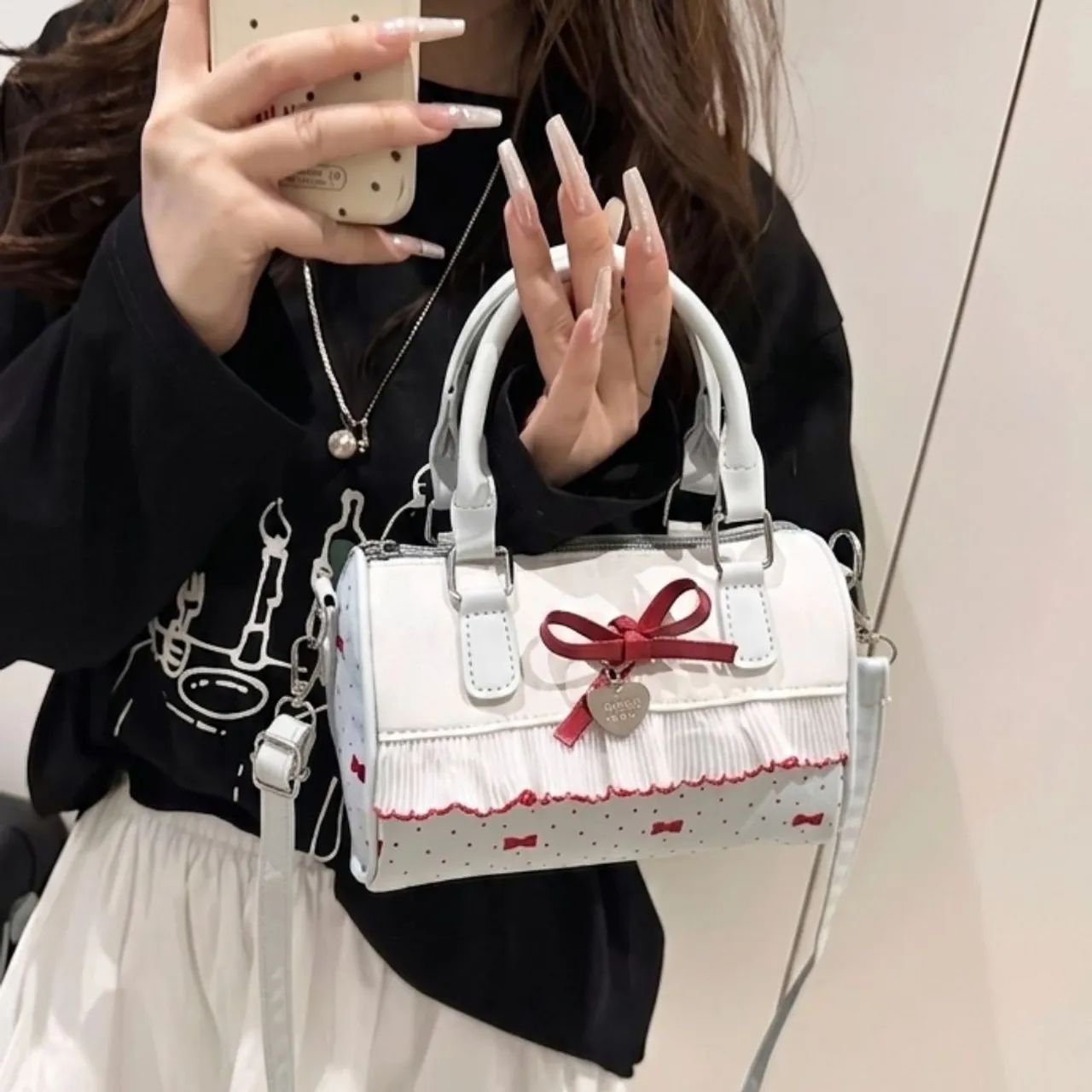 Bolsa de Ombro Mini Bag Plissada Estilo Coquette - Foto 2