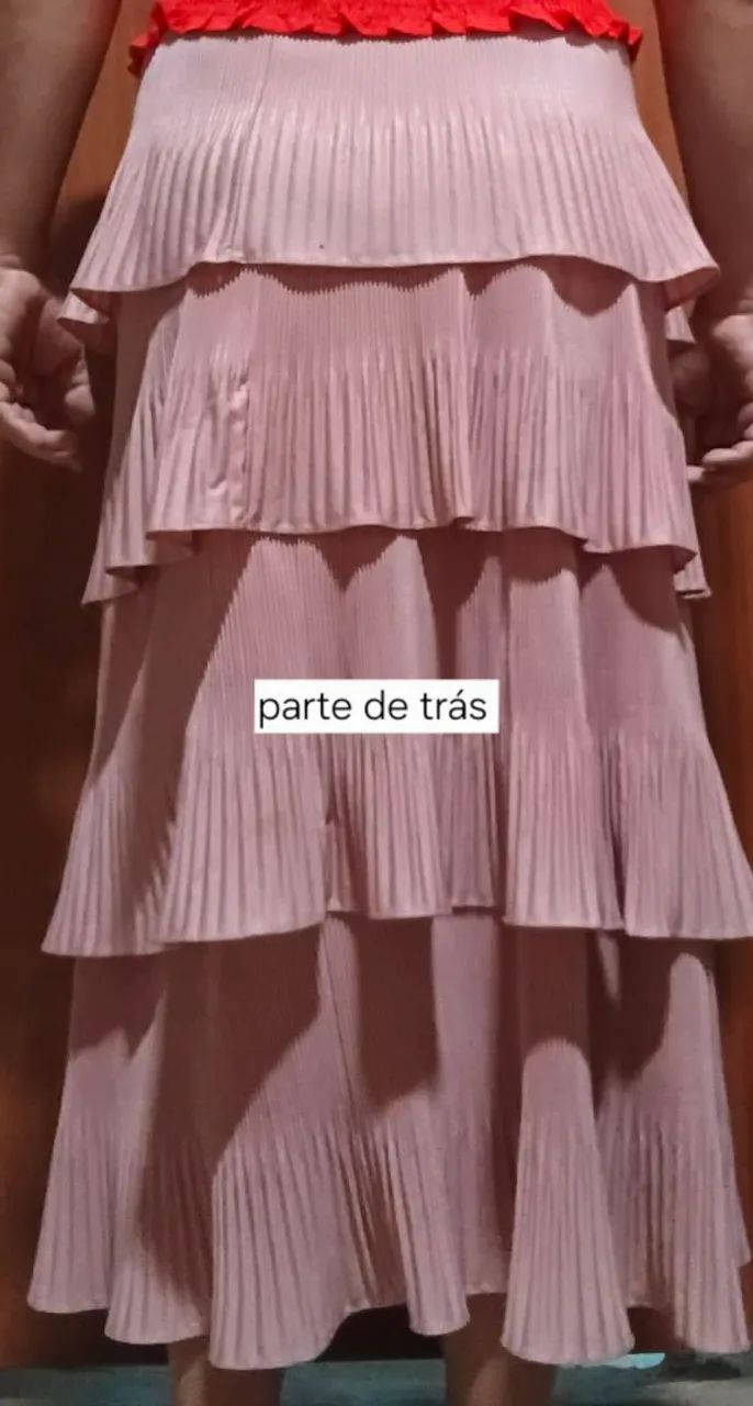 Saia plissada camadas rosé - Foto 2