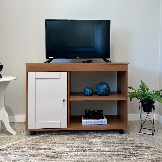 Rack Para TV Cor Cinamomo C/ Off White  - Foto 4