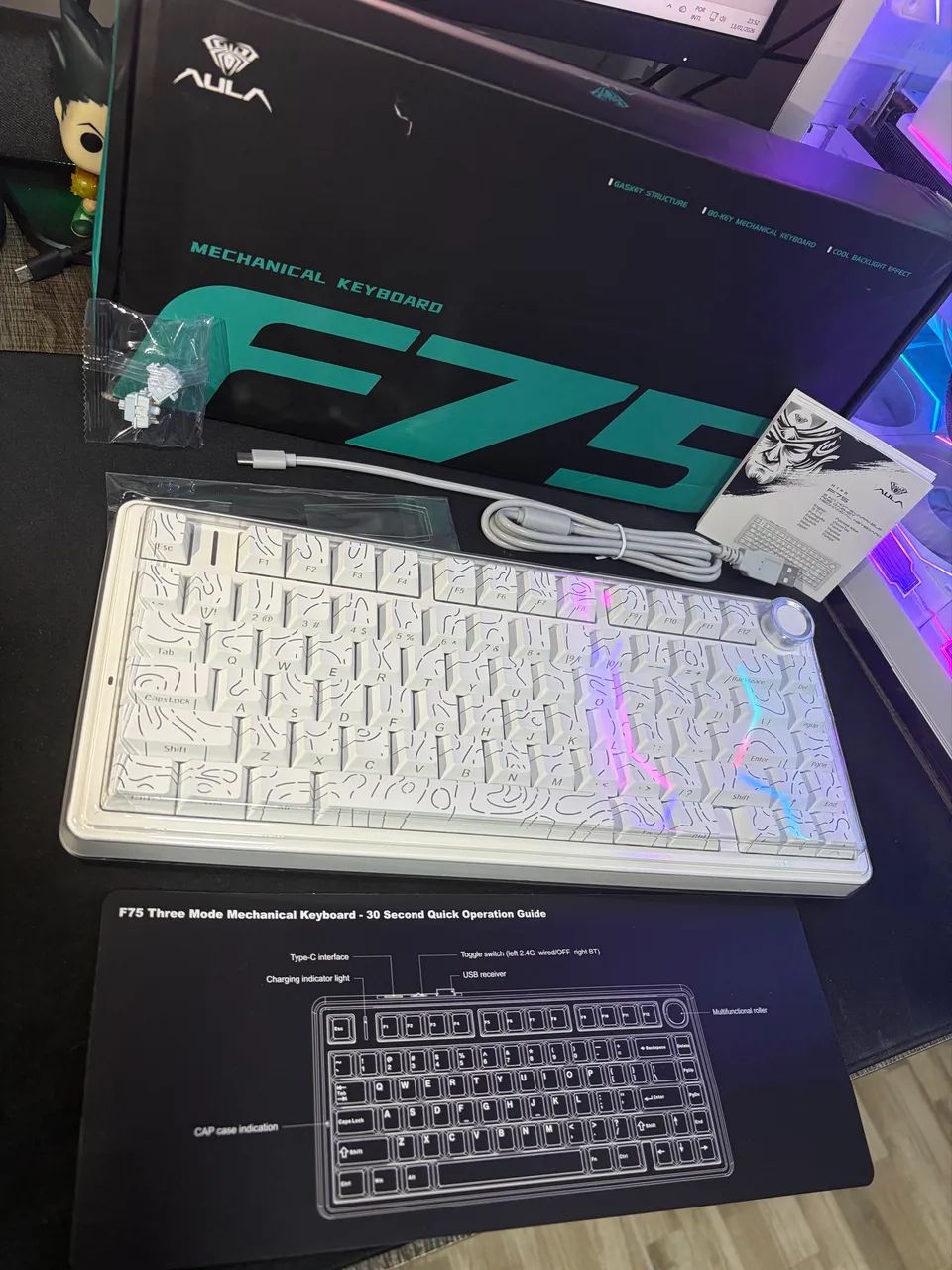 Teclado Mecânico AULA F75 Pro Contour Lines - Foto 3