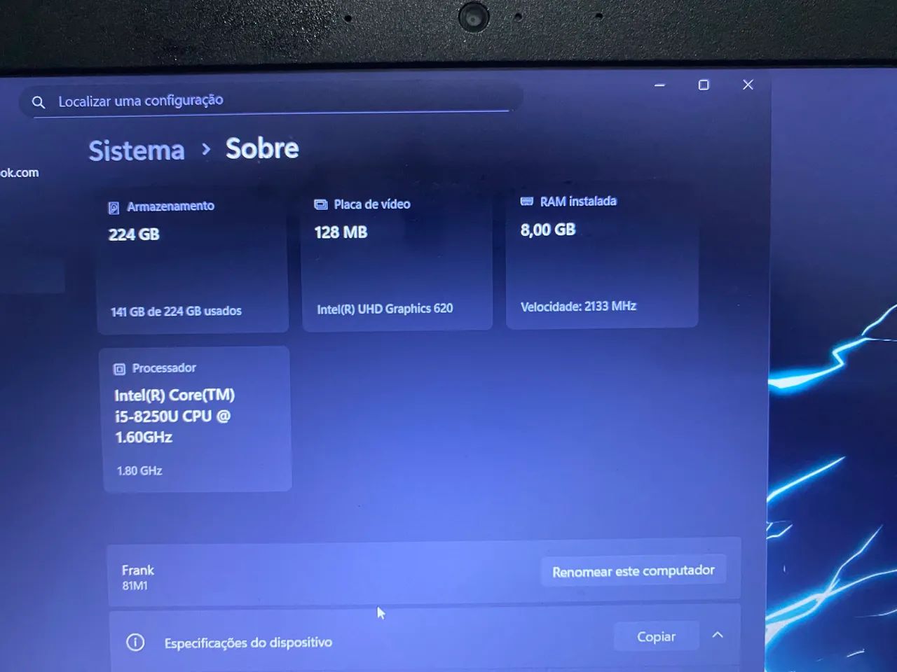 Notebook Lenovo core i5 8 geração  - Foto 2