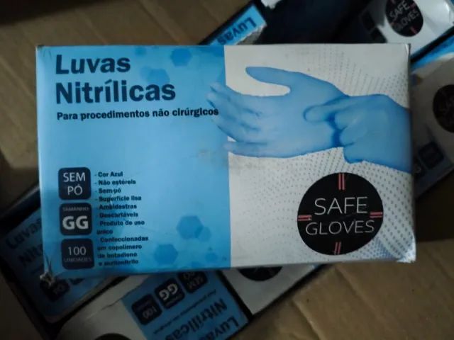 131 Caixas de Luvas Nitrílicas Azul GG e M (Descrição Abaixo)