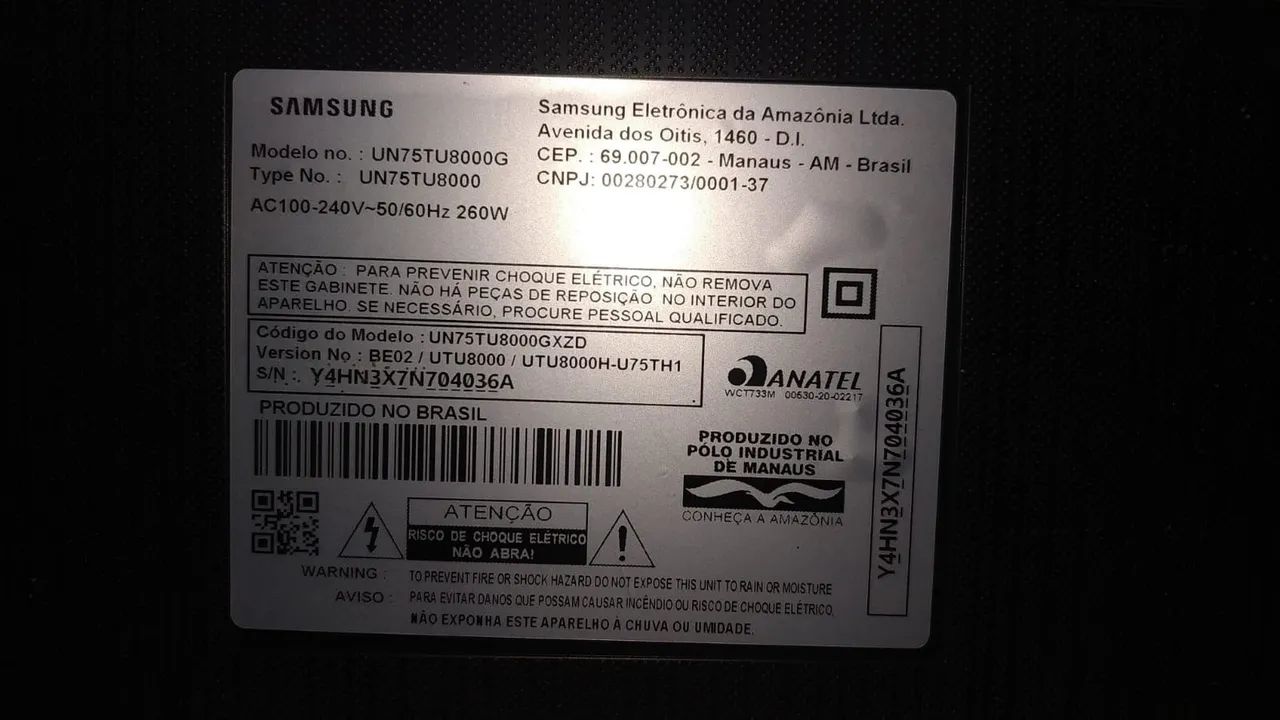 Tv Samsung 75 polegadas UN75TU8000G com defeito na tela - Foto 2