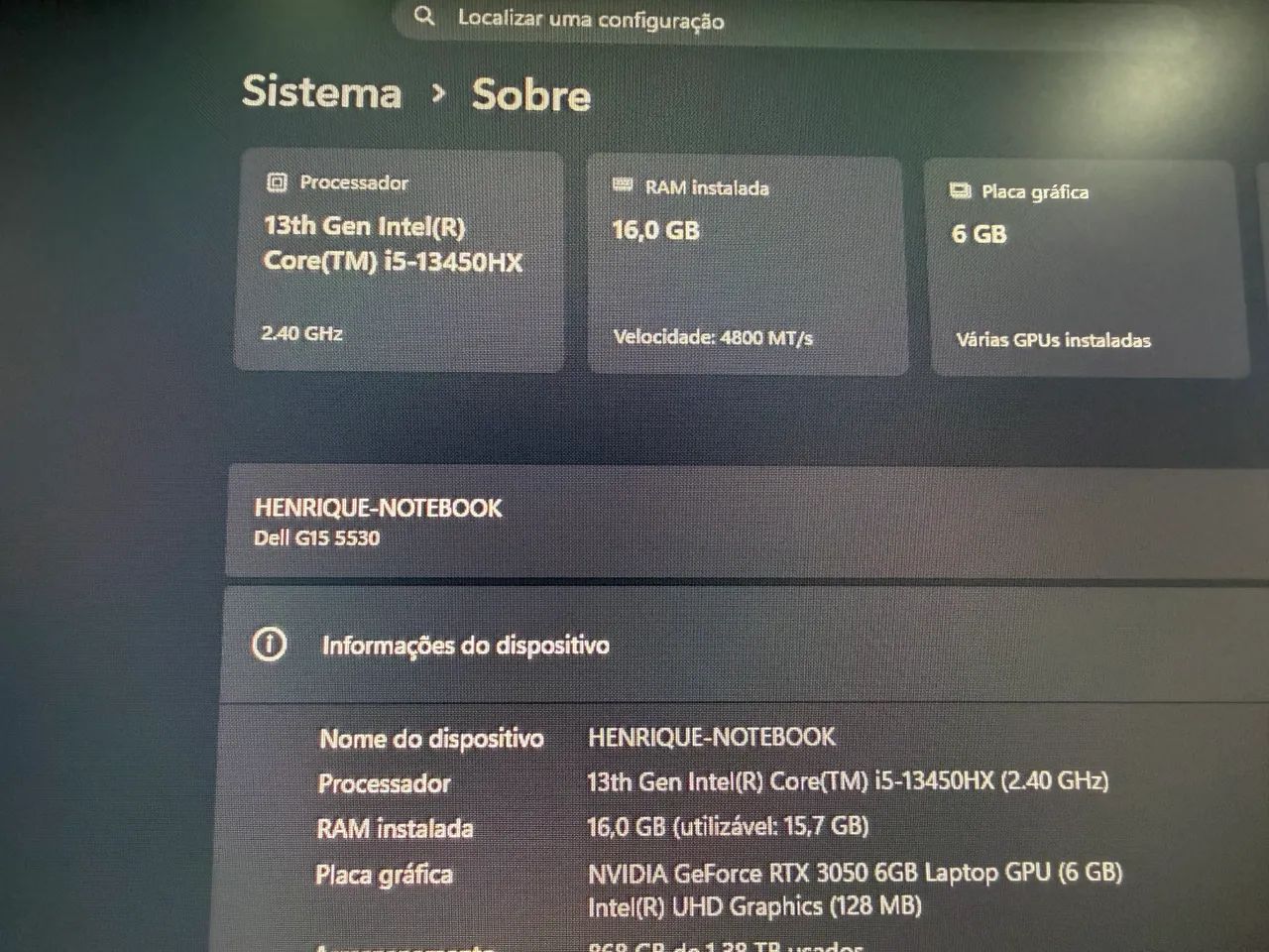 Notebook Dell G15 5530 - Foto 3