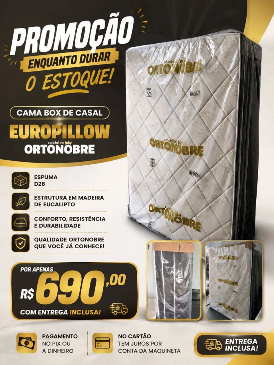 Cama box casal marca ortonobre 690,00 