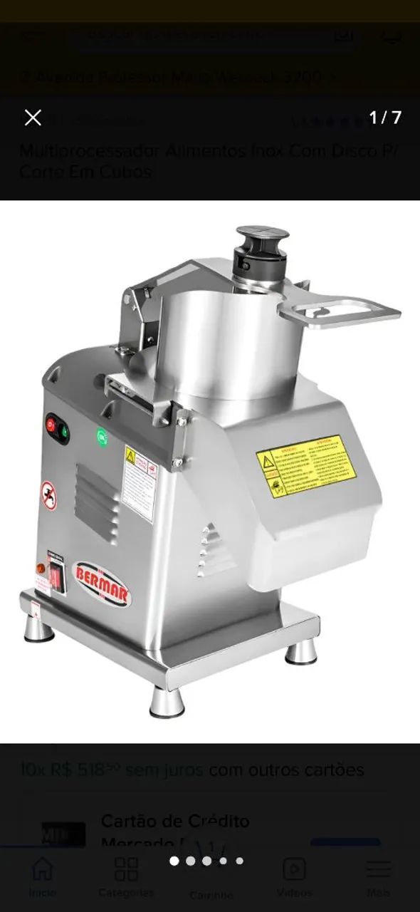 Multiprocessador Alimentos Inox Com Disco P/ Corte Em Cubos