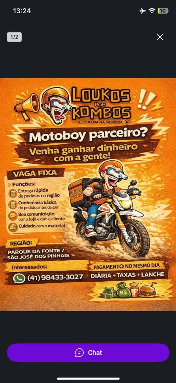 Vaga para motoboy 