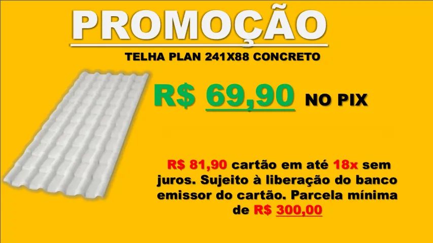 TELHA PVC PLAN 241x88 CONCRETO 1,5mm, R$ 69,90 DINHEIRO OU PIX