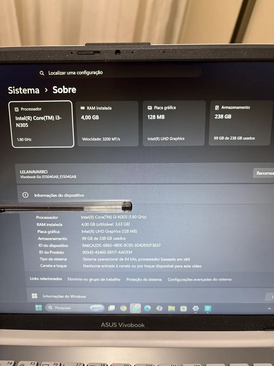 Notebook Asus Vivobook modelo E1504G  - Foto 5