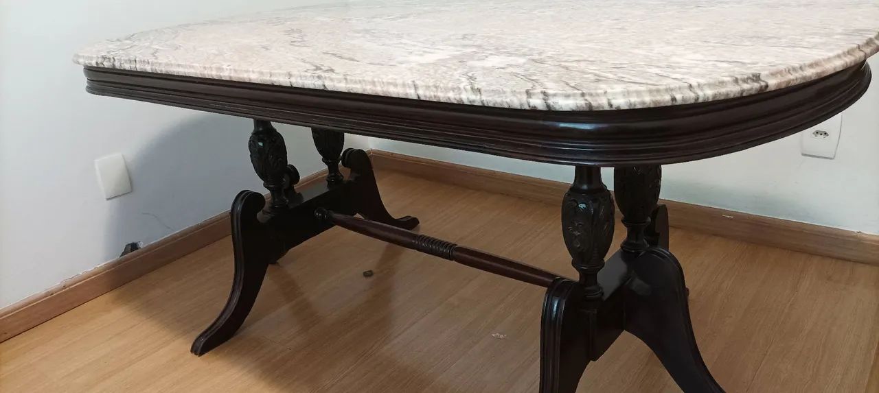 Mesa jantar jacarandá com mármore Carrara rosa - Foto 5
