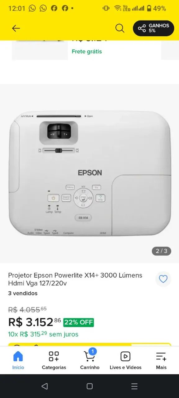 Projetor powerlite x14+
