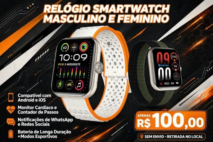 Relógio Smartwatch Masculino e Feminino Compatível com Android e iOS