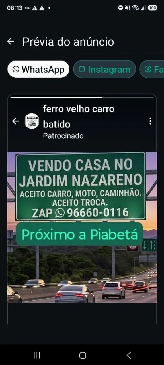 Descrição na placa de trânsito