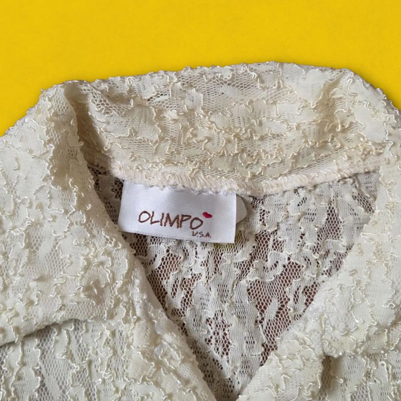 Blusa Vintage Renda Texturizada Olimpo U.S.A. Importada - Foto 3