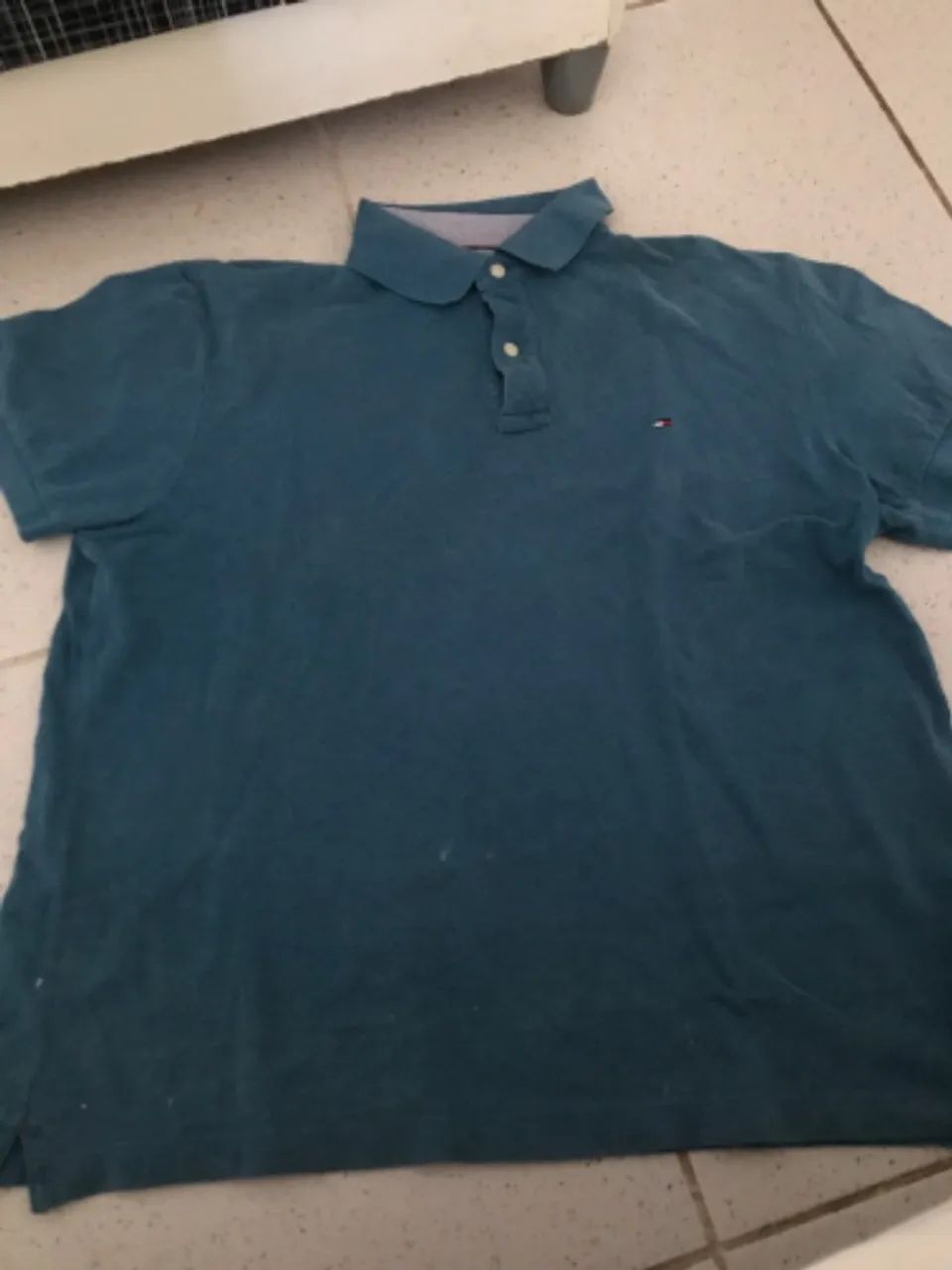 Polo Tommy Hilfiger Original - Custom Fit Azul - Tamanho G - Usada Porém Bem Conservada 