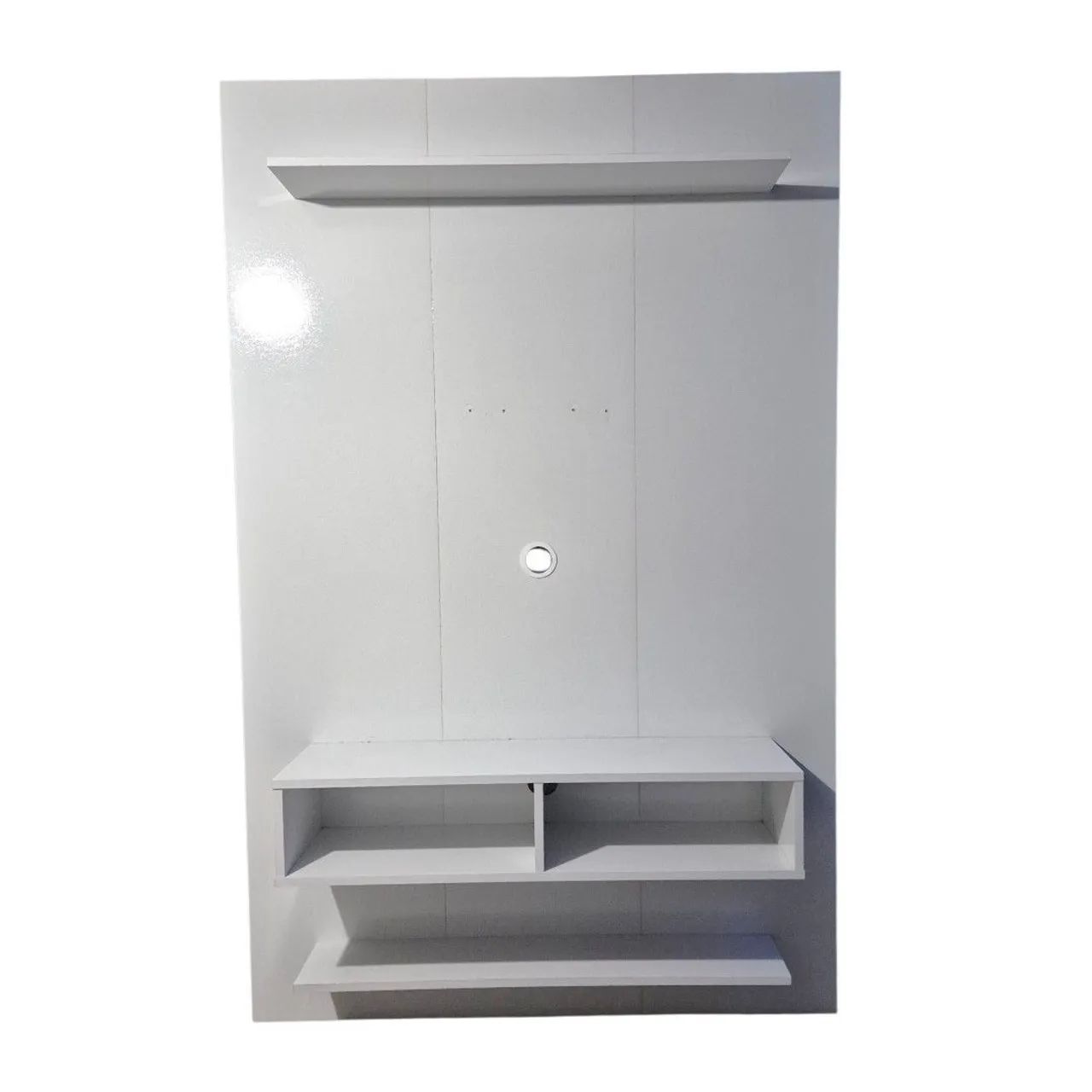 Painel para TV Branco Rack com Prateleiras e Nicho