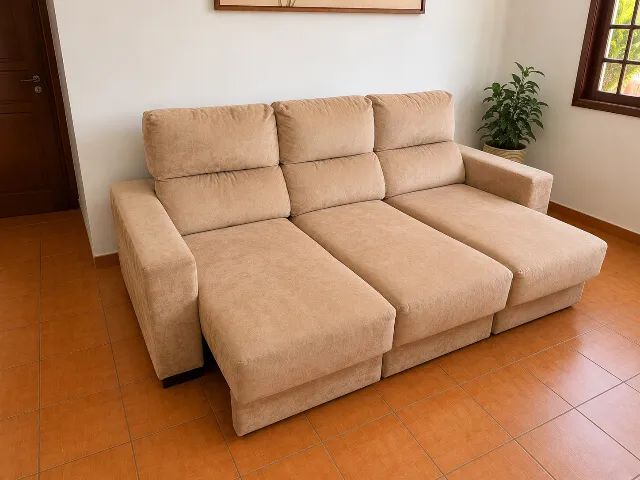 IMPERDÍVEL! Sofá retrátil e reclinável 3 lugares