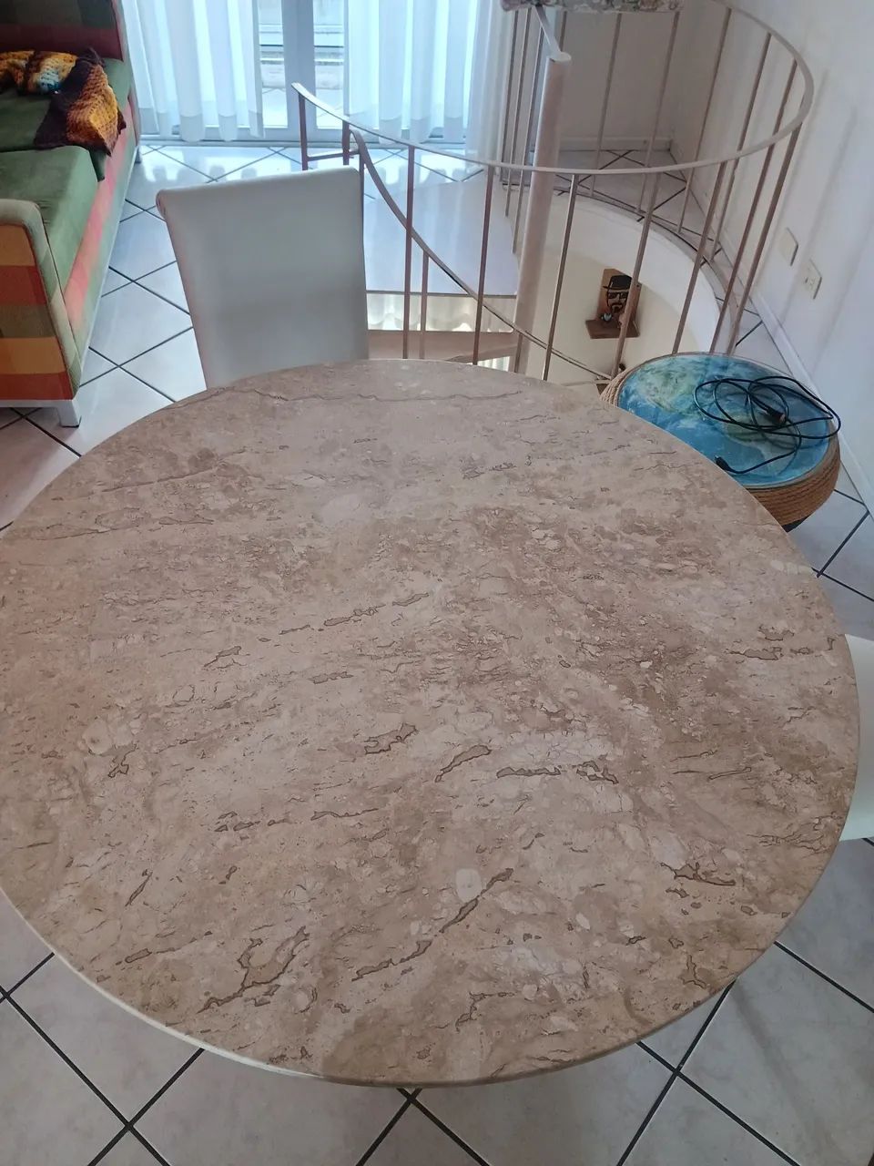 Mesa mármore travertino 120cm redonda