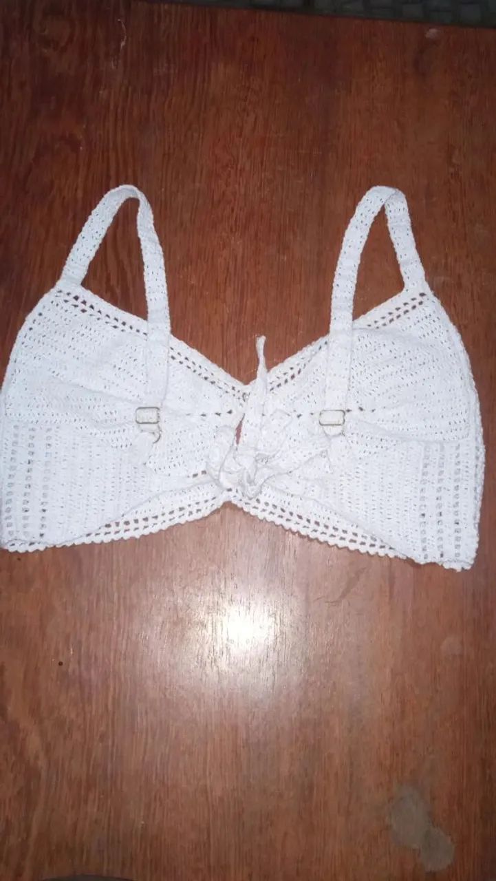Top Cropped Branco Crochê 85% Algodão  - Foto 4