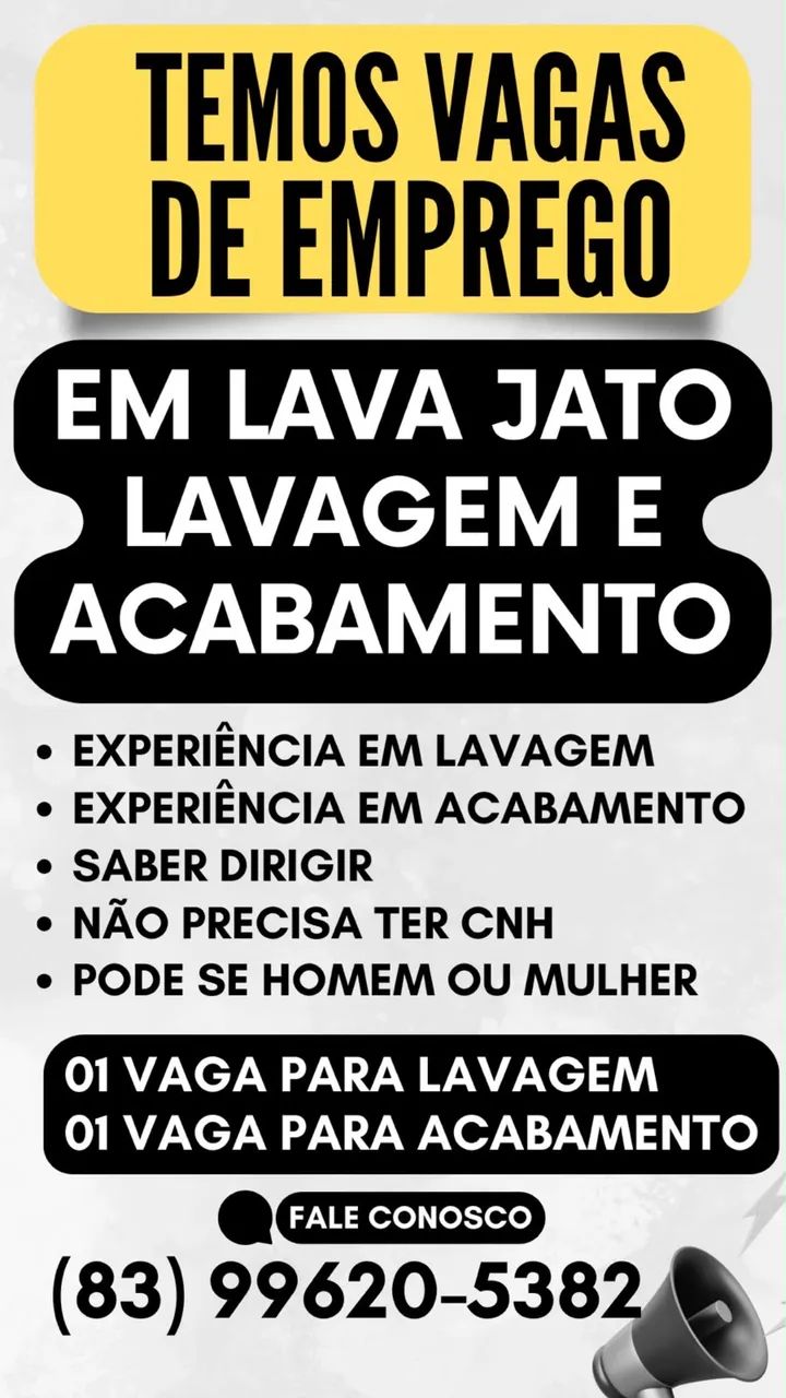 Vaga de emprego lava jato 