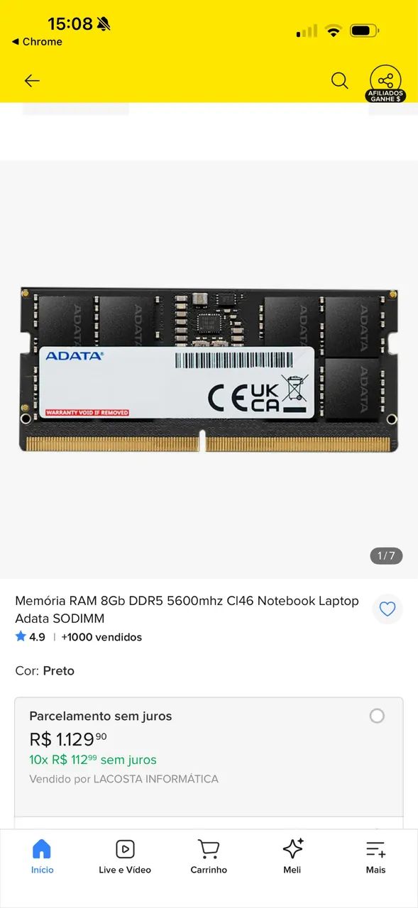 Memória RAM DDR5 -5600 - Foto 2