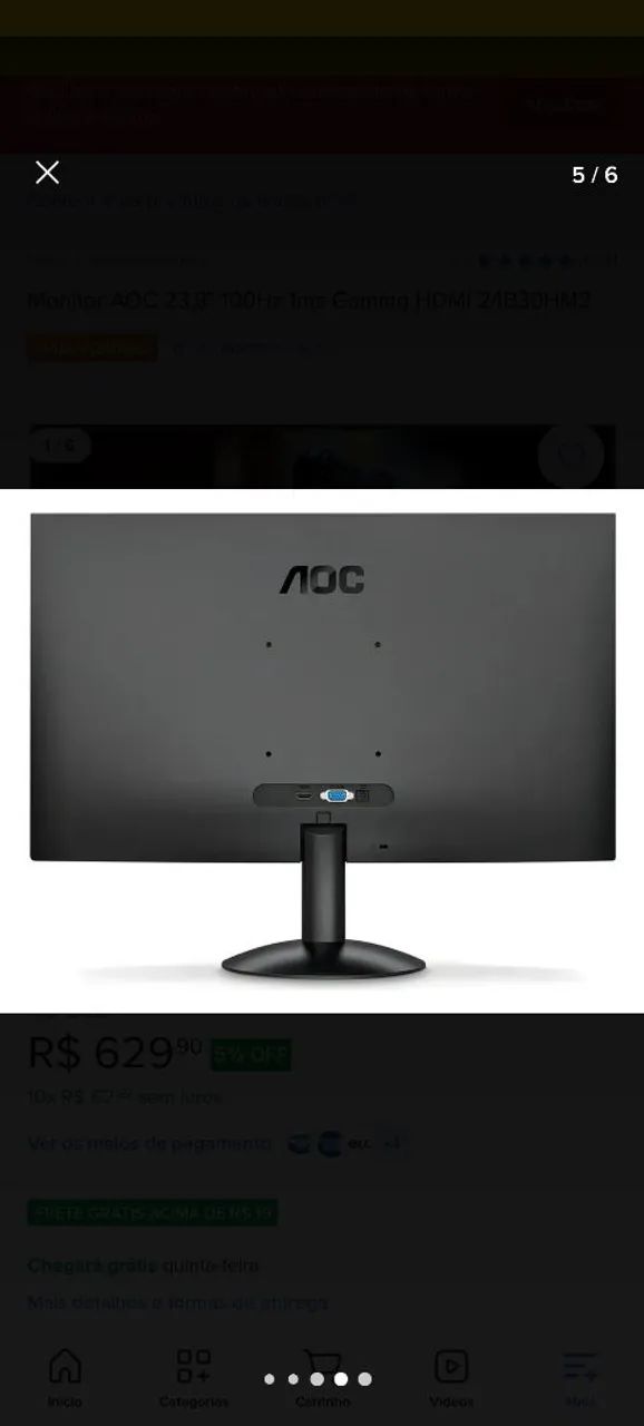 Monitor Gamer AOC 24 Polegadas  - Foto 4