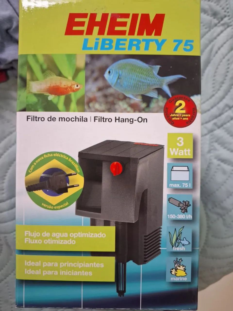 Filtro Hang-On Eheim Liberty 75 com aquário de 23 Litros e luminária 