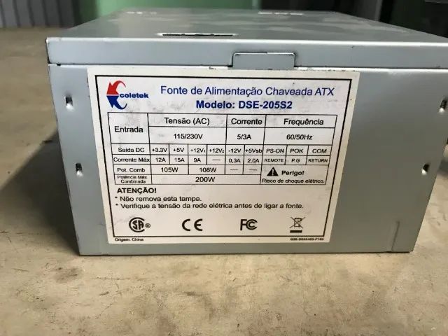 Fonte Coletek DSE-205S2 24pinos 200w Sata ATX - Foto 2