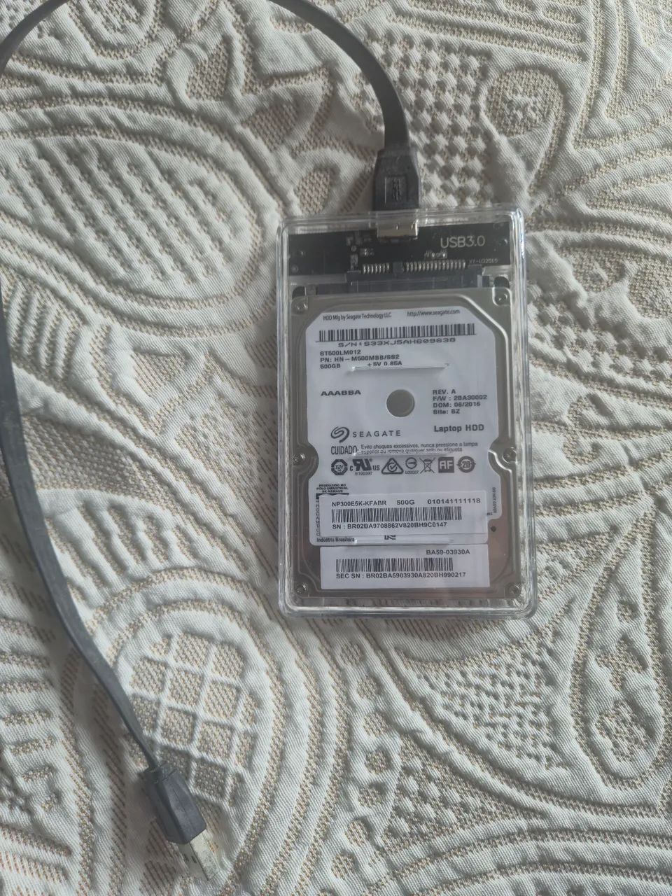 HD Externo 500GB Seagate com Case Transparente USB 3.0
