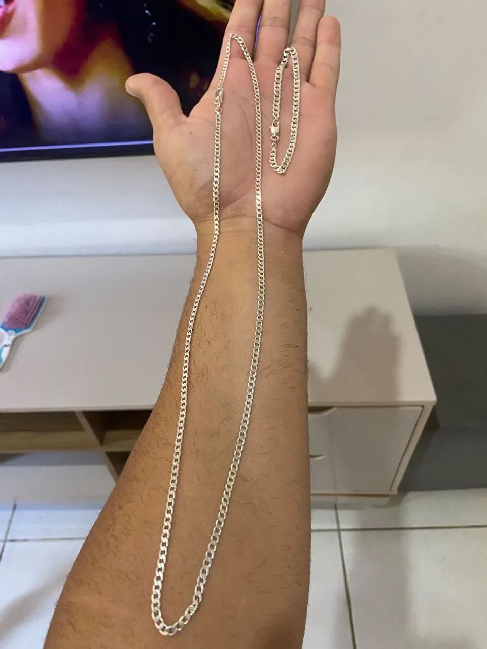 Corda e pulseira de prata 925,banhada. 