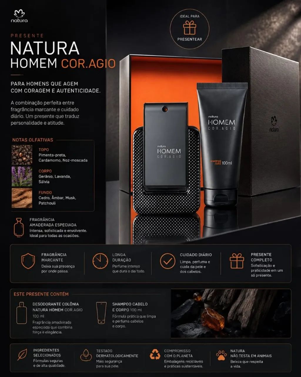 Kit natura Homem Coragio 