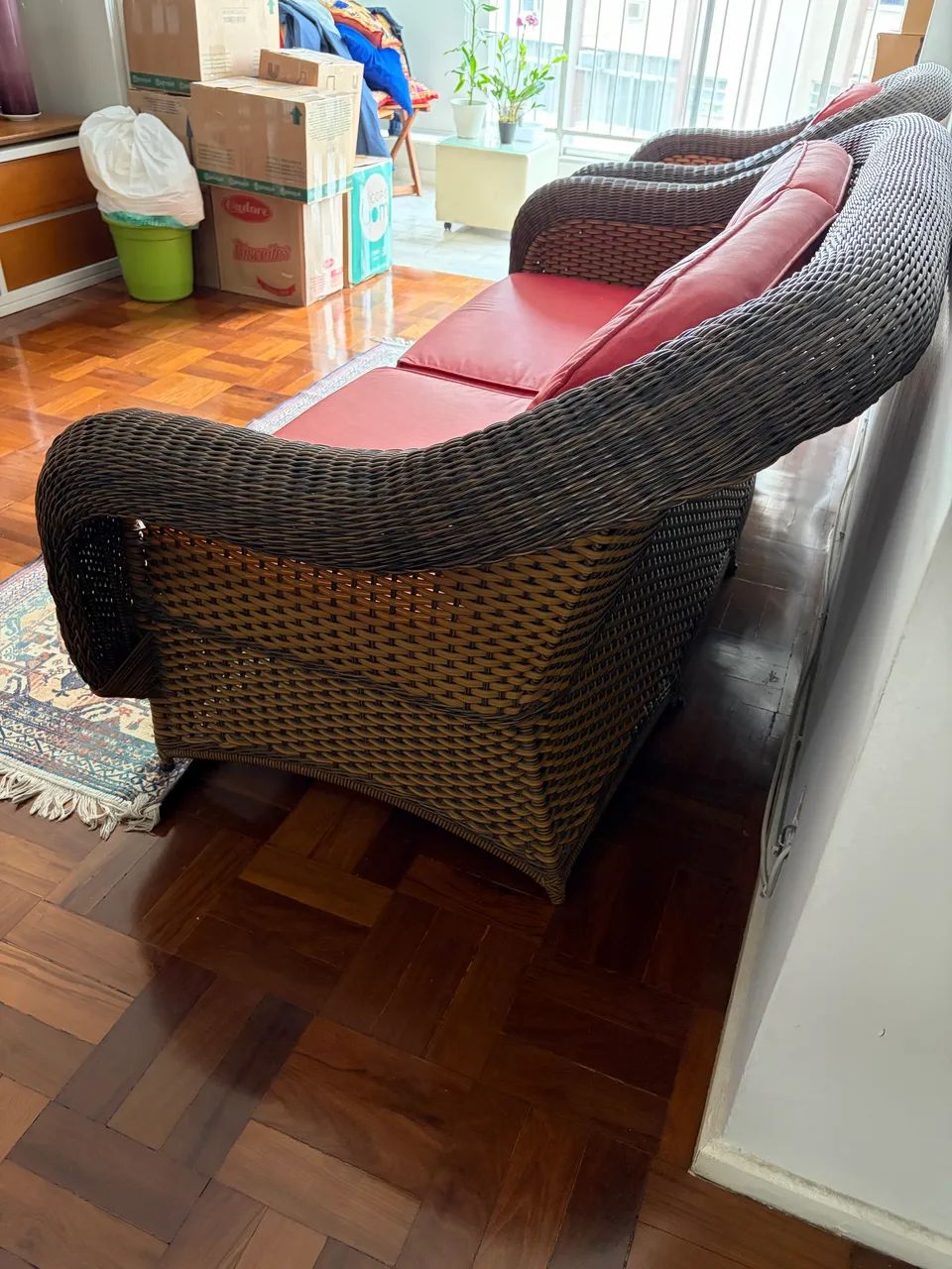 Sofá de 2 e 1 lugar, vime natural trançado à mão. Em perfeito estado!  - Foto 3