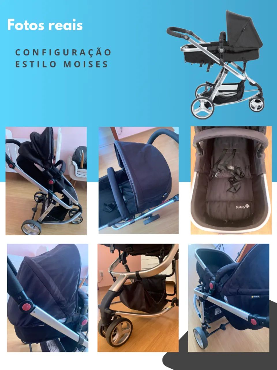Carrinho de Bebê com Bebê Conforto Safety 1st - Foto 2