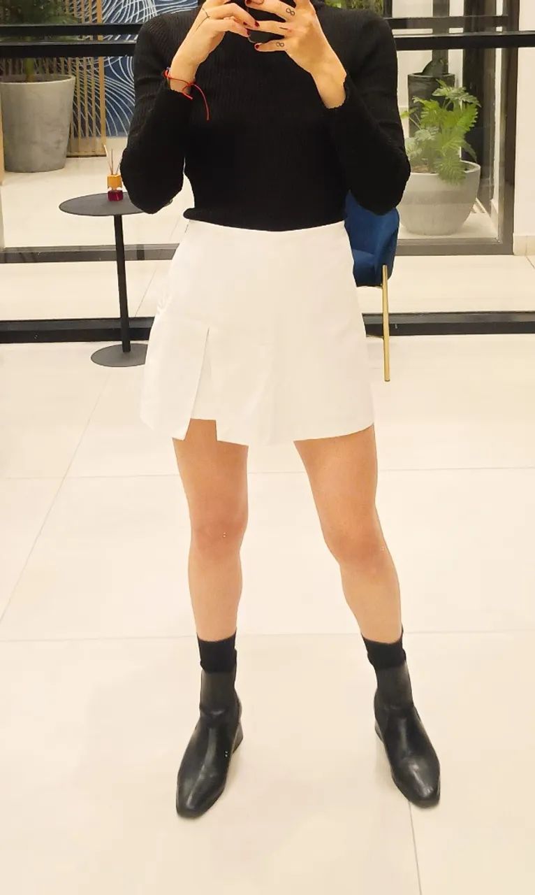 short saia Zara branco 