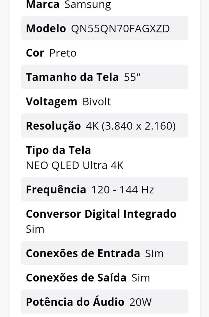Smart TV Samsung Neo QLED 55" 4K - QN55QN90BAGXZD - Foto 4