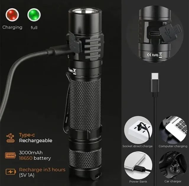 Lanterna Tática Sofirn Sc31t 2000lm Usb-c Com Bateria - Foto 4