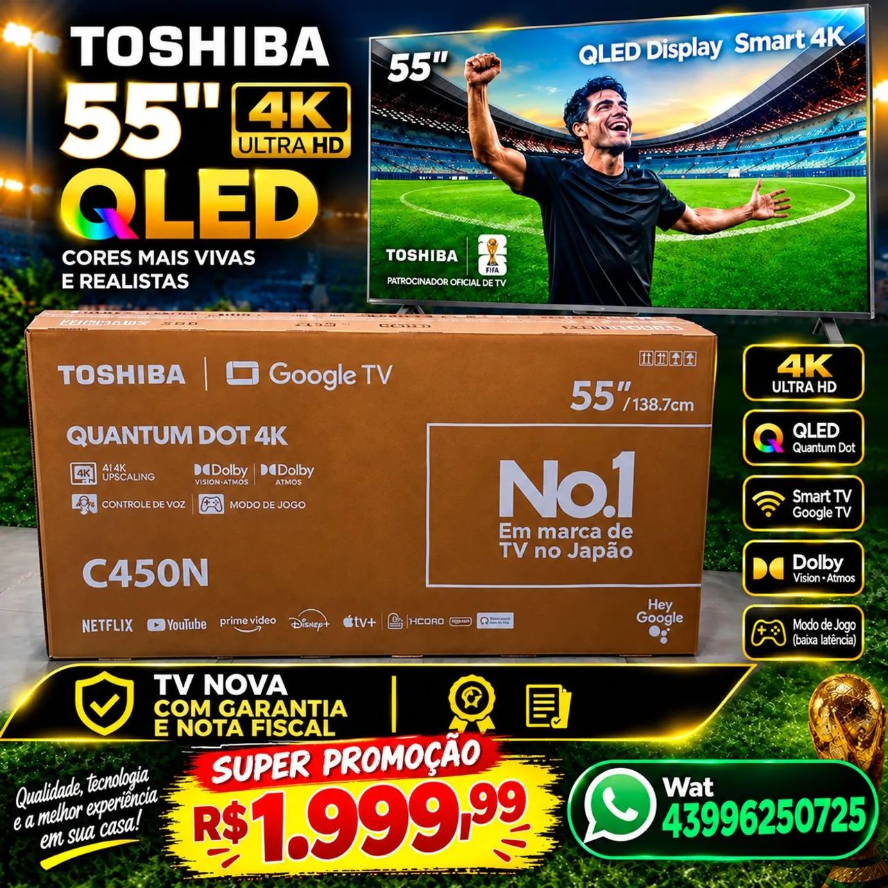 Promoção tv 55 nova com garantia e nota fiscal 