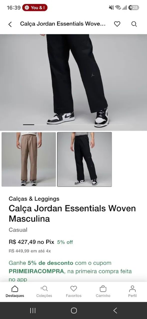 Calça Jordan Essentials Woven Masculina G - Foto 5