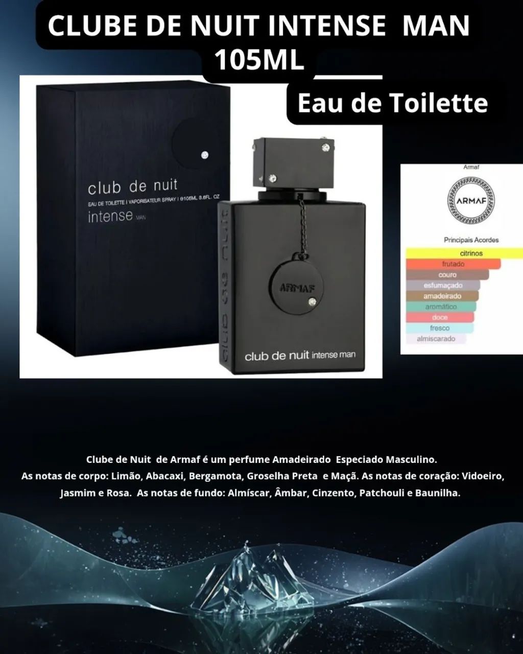 PERFUME  ÁRABE CLUBE NUIT INTENSE EAU DE TOILETTE ARMAF MASCULINO, 105ML