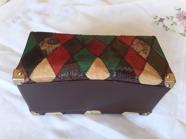 Bolsa antiga em pele  - Foto 5