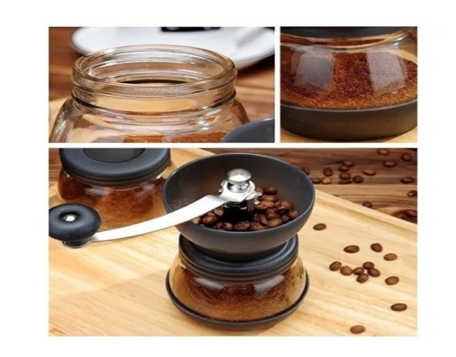 Moedor De Café Manual com ajuste de moagem Inox Cerâmica e pote de Vidro - Foto 3