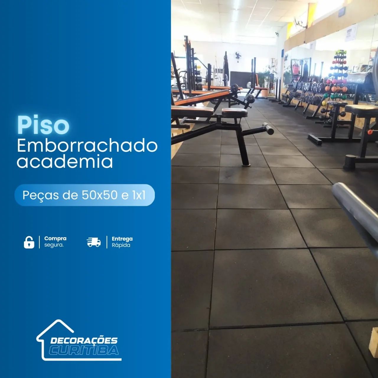 Kit 12 peças piso emborrachado academia 50x50 15 mm - Foto 4