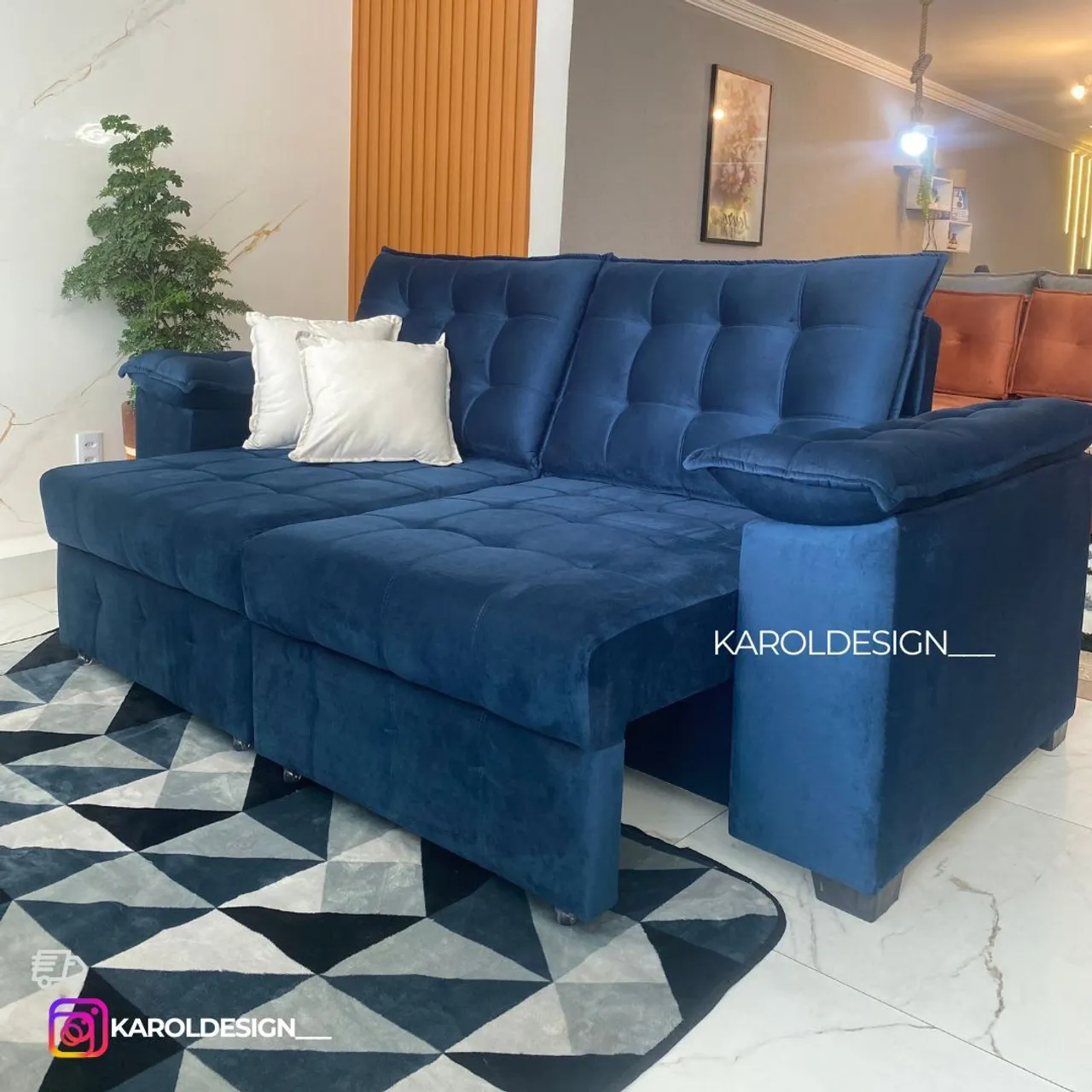 Sofá Retrátil de 3 Lugares Azul - Conforto e Estilo!