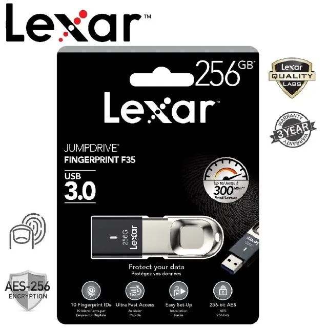 Pendrives Transcend 128Gb, Lexar 128Gb E 256Gb (Com Impressão digital) - Foto 4