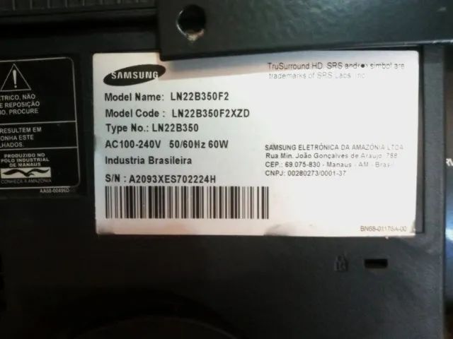  Tv Sangsung TruSurround HD/SRS p conserto ou retirada de peças, Suporte e Controle Remoto